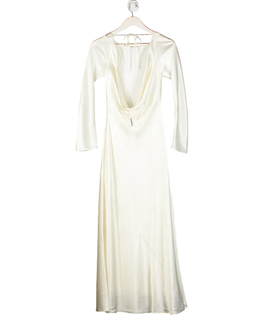 Abercrombie & Fitch Cream Long Sleeve Cowl Back Midi Dress UK S