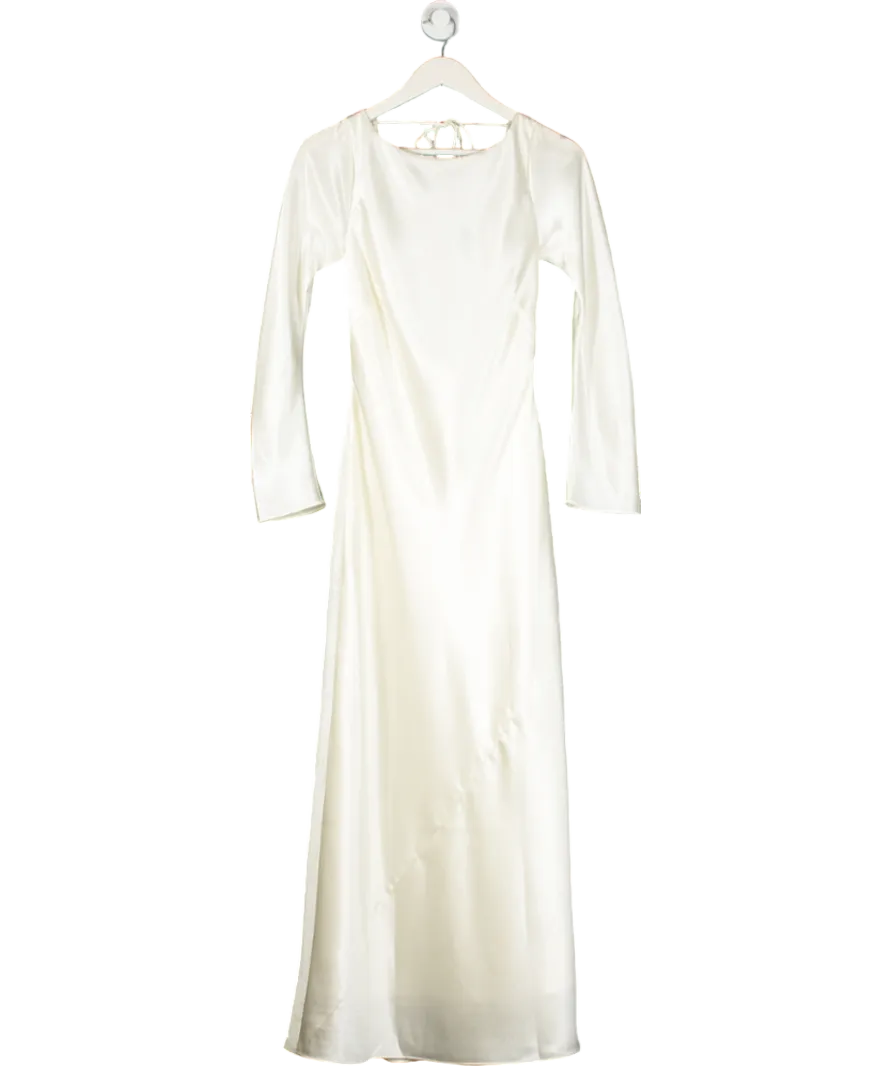 Abercrombie & Fitch Cream Long Sleeve Cowl Back Midi Dress UK S