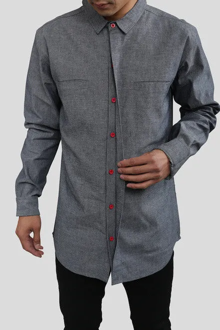 Akomplice VSOP - Patrick L/S Button Up Men's Shirt, Grey