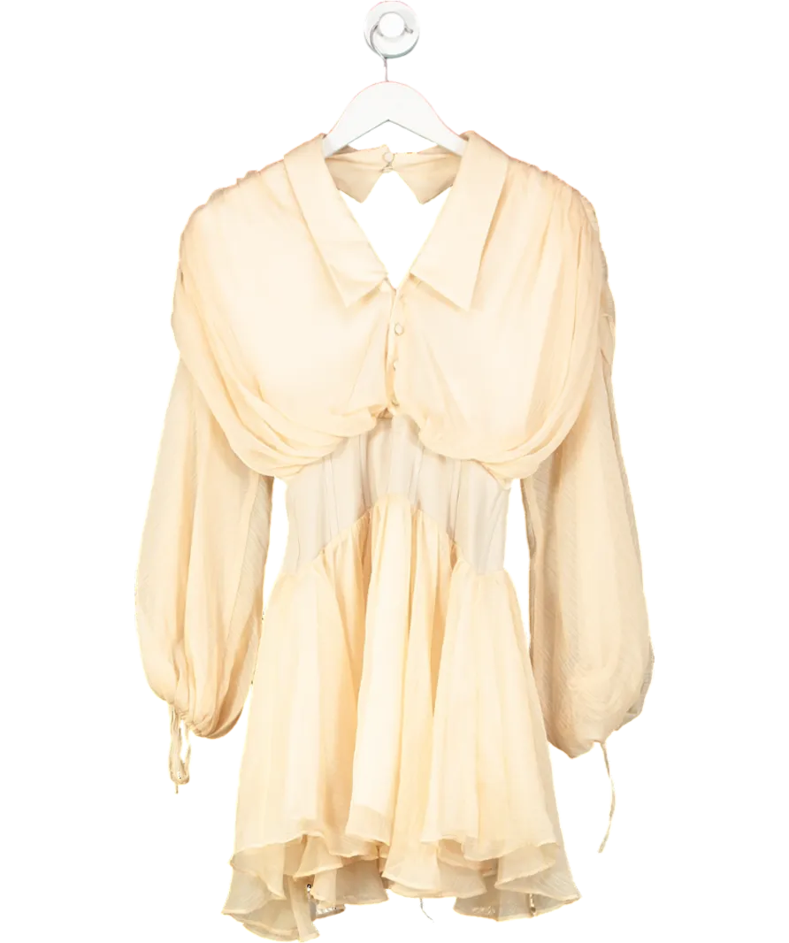 ASOS Beige Corset Collared Chiffon Mini Dress UK 6