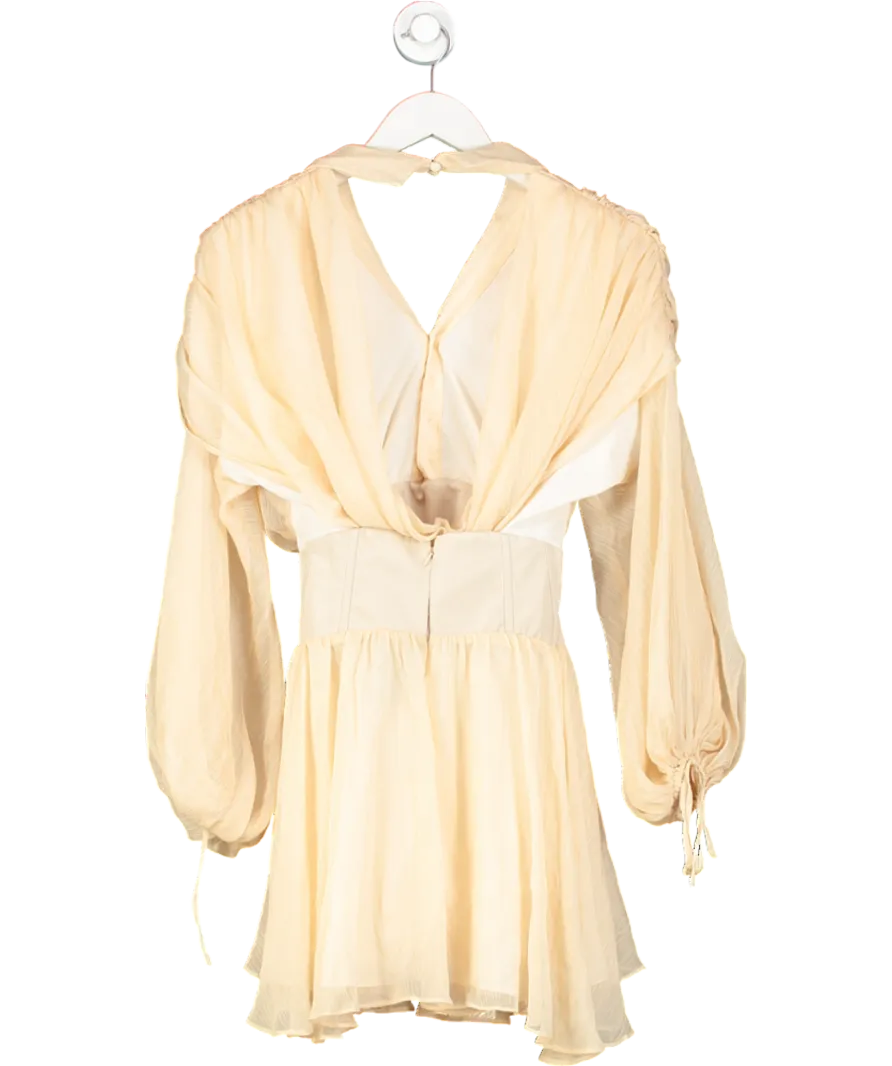 ASOS Beige Corset Collared Chiffon Mini Dress UK 6