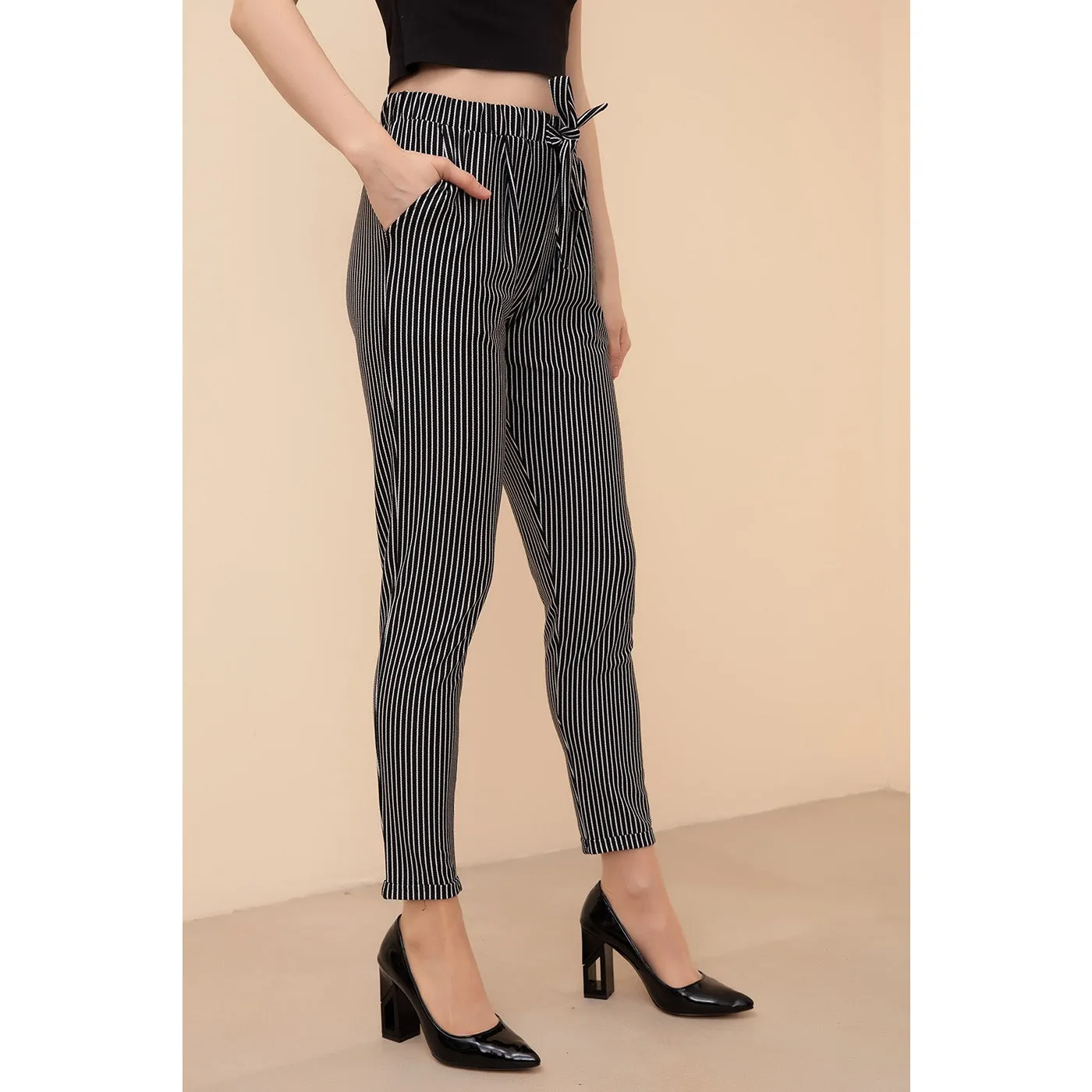 Belted Stripes Trousers