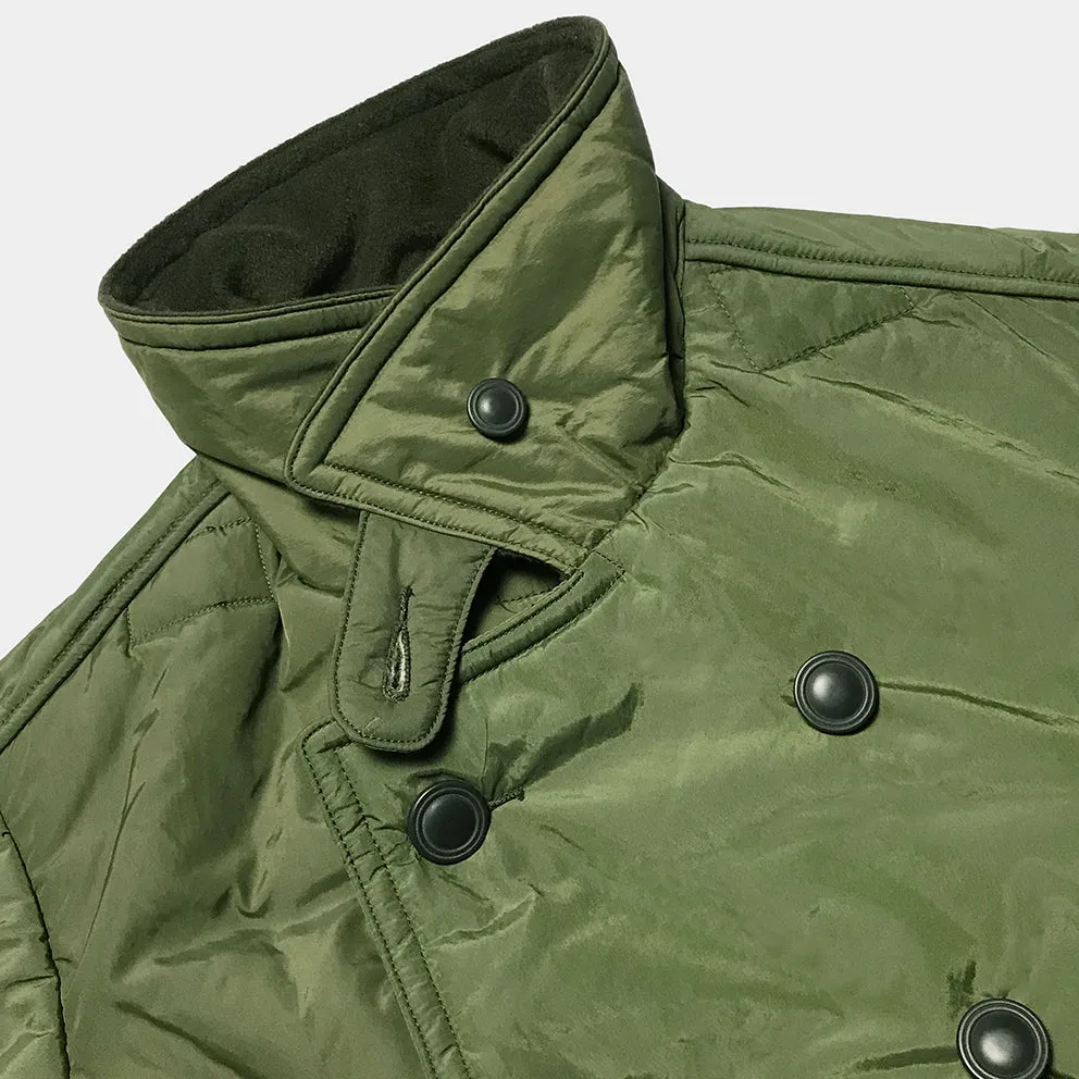 BZEN M.3219-SKULLY REGULAR FIT UPCYCLED CANADIAN ARMY LINERS PEA COAT-ARMY GREEN