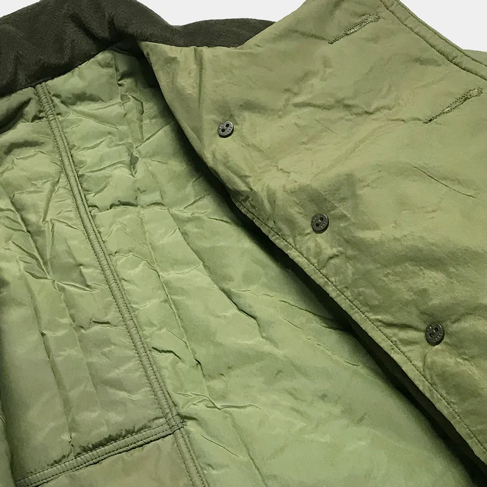 BZEN M.3219-SKULLY REGULAR FIT UPCYCLED CANADIAN ARMY LINERS PEA COAT-ARMY GREEN