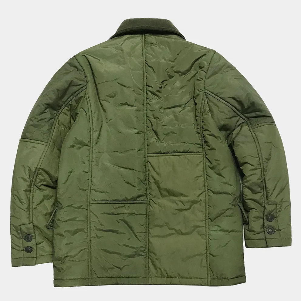BZEN M.3219-SKULLY REGULAR FIT UPCYCLED CANADIAN ARMY LINERS PEA COAT-ARMY GREEN