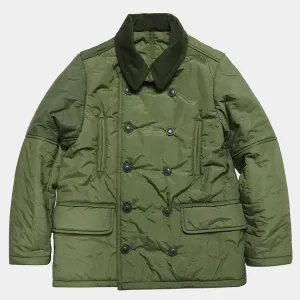 BZEN M.3219-SKULLY REGULAR FIT UPCYCLED CANADIAN ARMY LINERS PEA COAT-ARMY GREEN