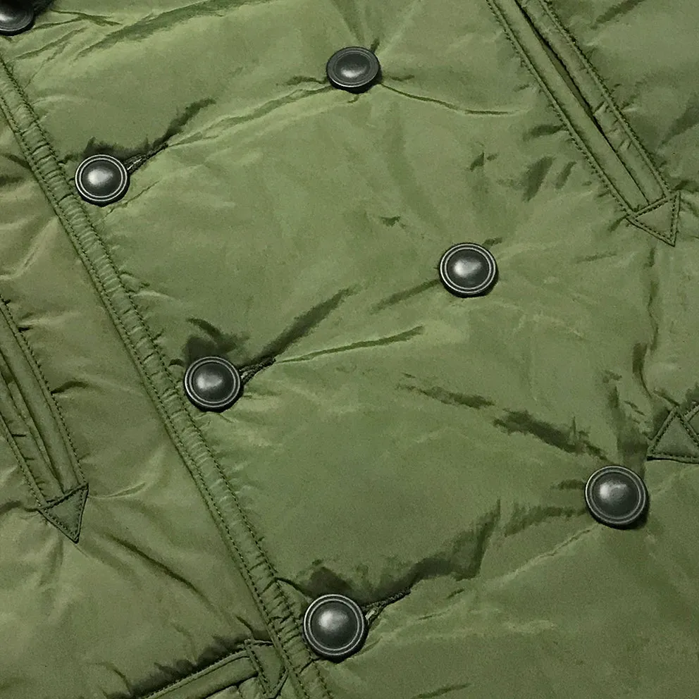BZEN M.3219-SKULLY REGULAR FIT UPCYCLED CANADIAN ARMY LINERS PEA COAT-ARMY GREEN