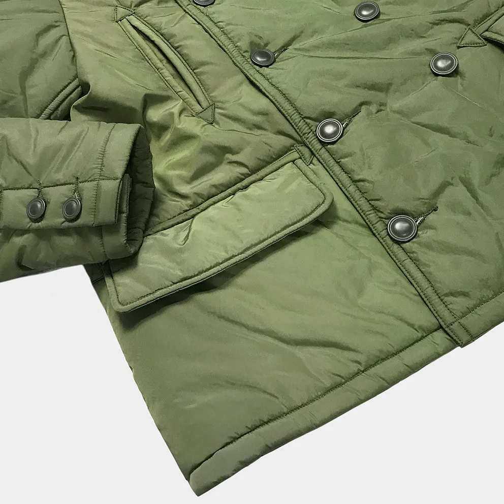 BZEN M.3219-SKULLY REGULAR FIT UPCYCLED CANADIAN ARMY LINERS PEA COAT-ARMY GREEN