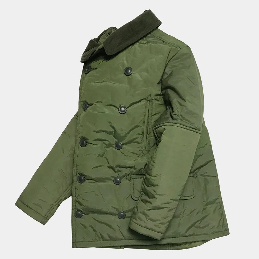 BZEN M.3219-SKULLY REGULAR FIT UPCYCLED CANADIAN ARMY LINERS PEA COAT-ARMY GREEN