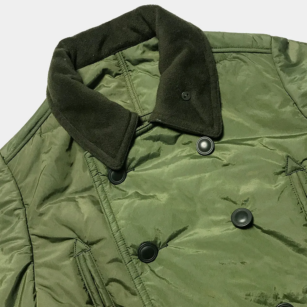 BZEN M.3219-SKULLY REGULAR FIT UPCYCLED CANADIAN ARMY LINERS PEA COAT-ARMY GREEN