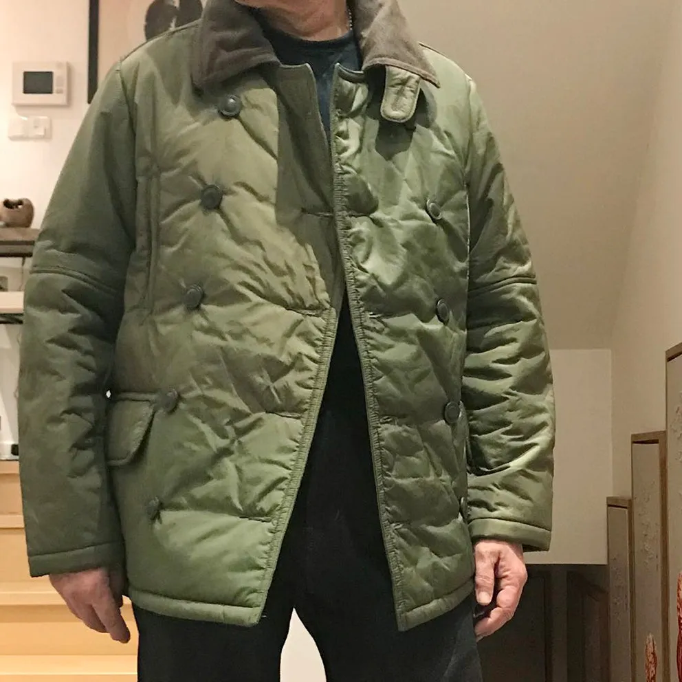 BZEN M.3219-SKULLY REGULAR FIT UPCYCLED CANADIAN ARMY LINERS PEA COAT-ARMY GREEN
