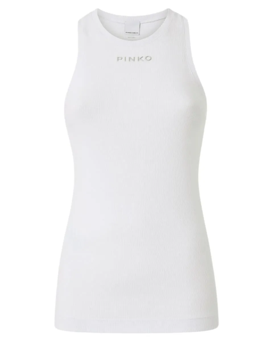 Canotta in Maglia a Costine con Logo