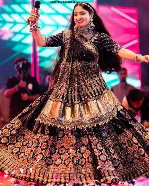Digital Printed Butter Silk Lehenga With Blouse And Dupatta-ISKWNAV1303KS1117