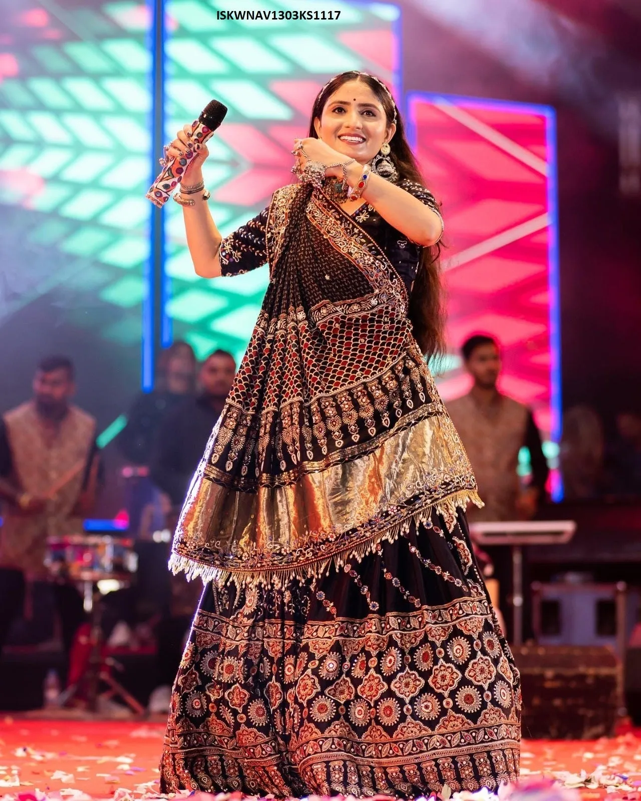 Digital Printed Butter Silk Lehenga With Blouse And Dupatta-ISKWNAV1303KS1117