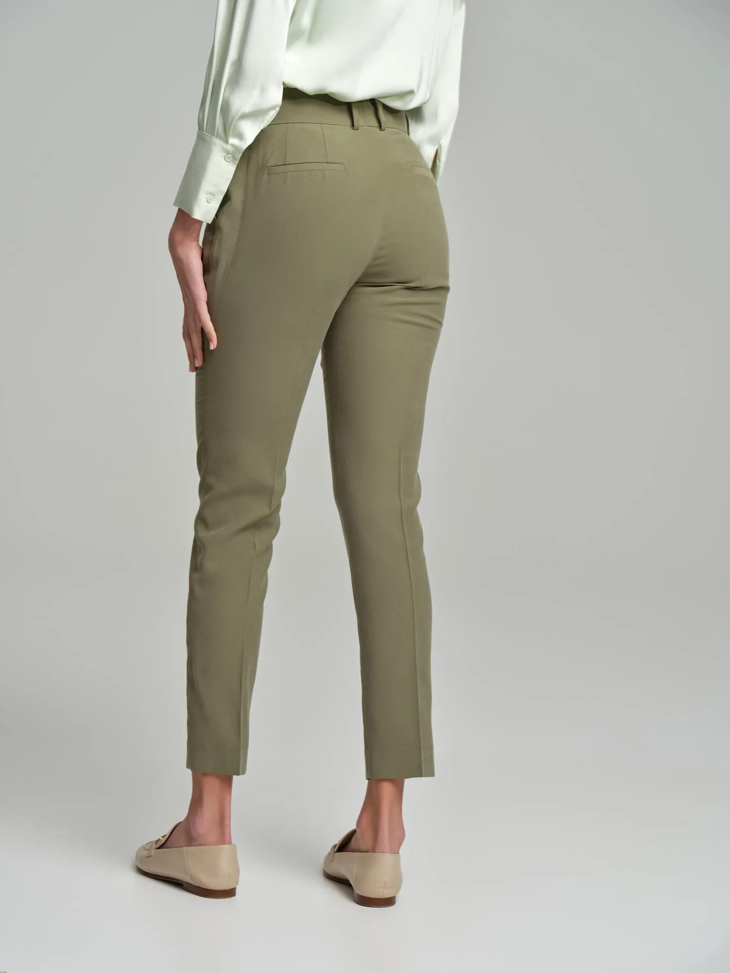 High waist straight leg pleated trousers