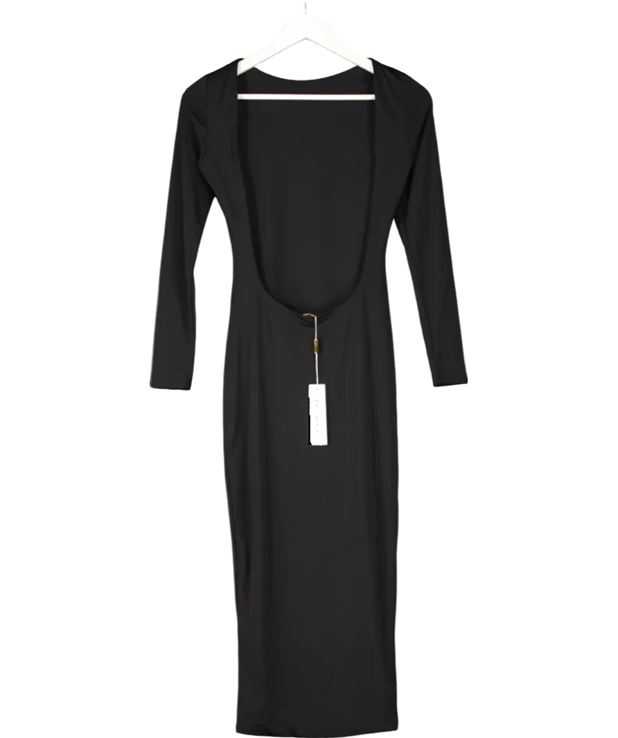 Meshki Black Cami Backless Long Sleeve Midi Dress UK XS