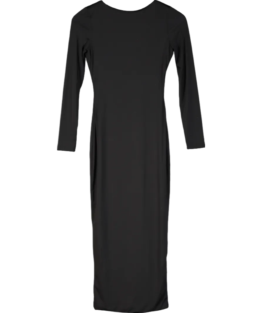 Meshki Black Cami Backless Long Sleeve Midi Dress UK XS