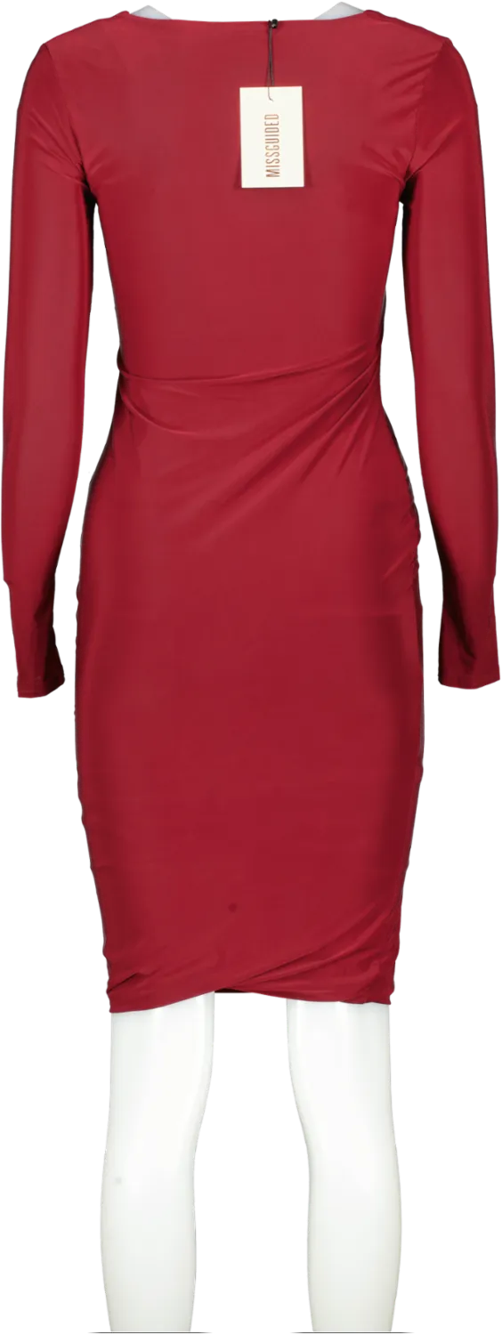 Missguided  Shape Burgundy Slinky Panelled Long Sleeve Midi Dress Bnwt UK 10