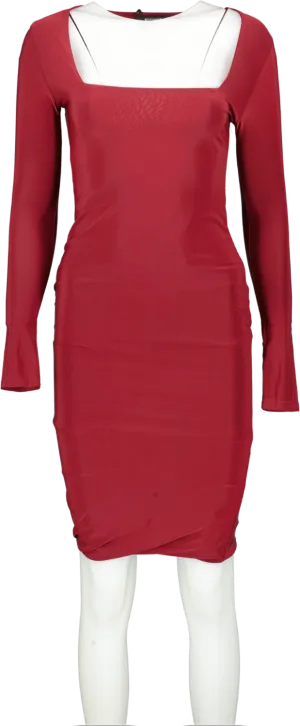 Missguided  Shape Burgundy Slinky Panelled Long Sleeve Midi Dress Bnwt UK 10