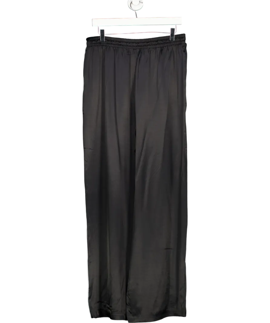 New Look Black Side Stripe Wide Leg Trousers UK 14