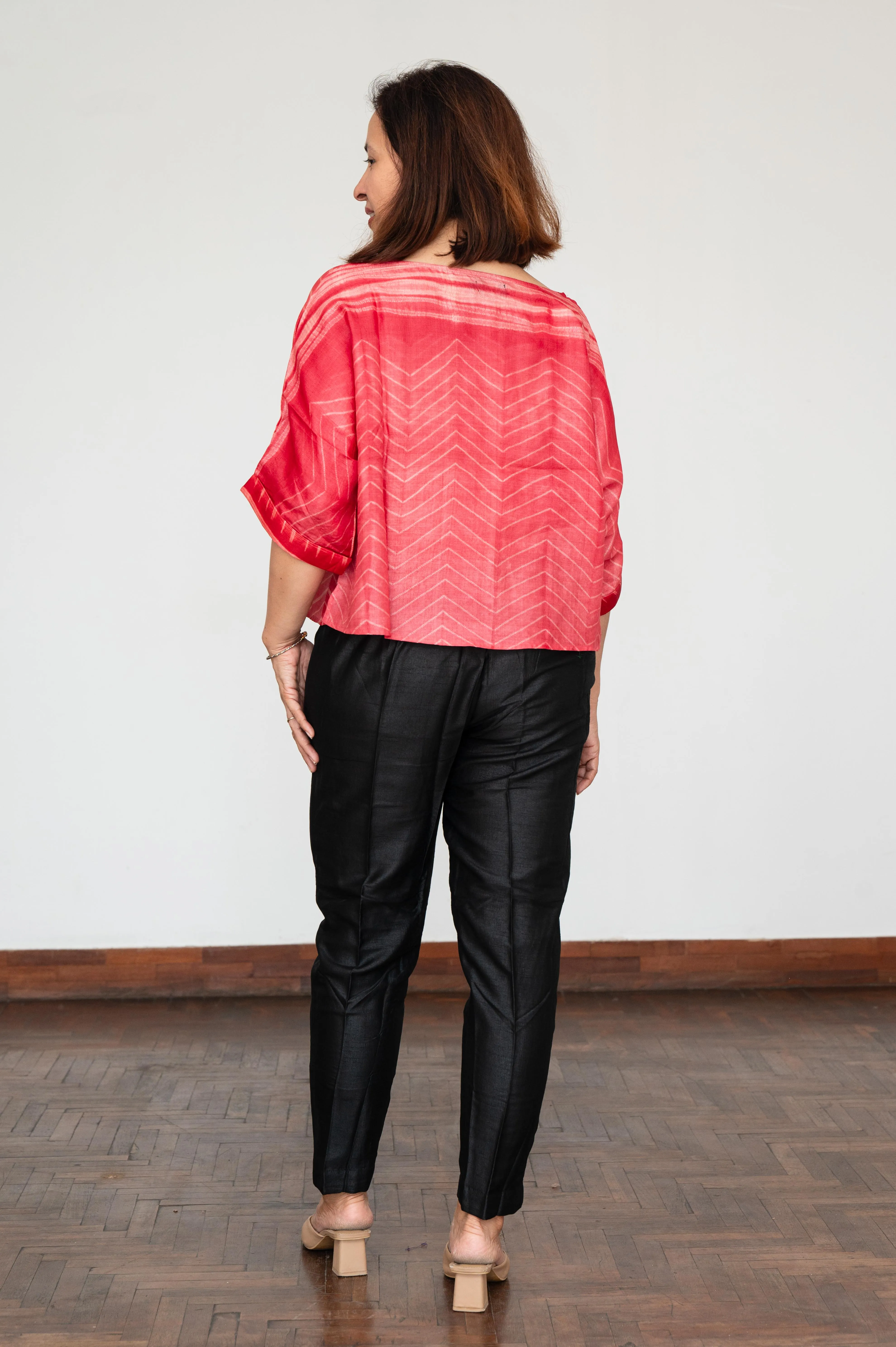 Pink Shibori Tussar Silk Blouse
