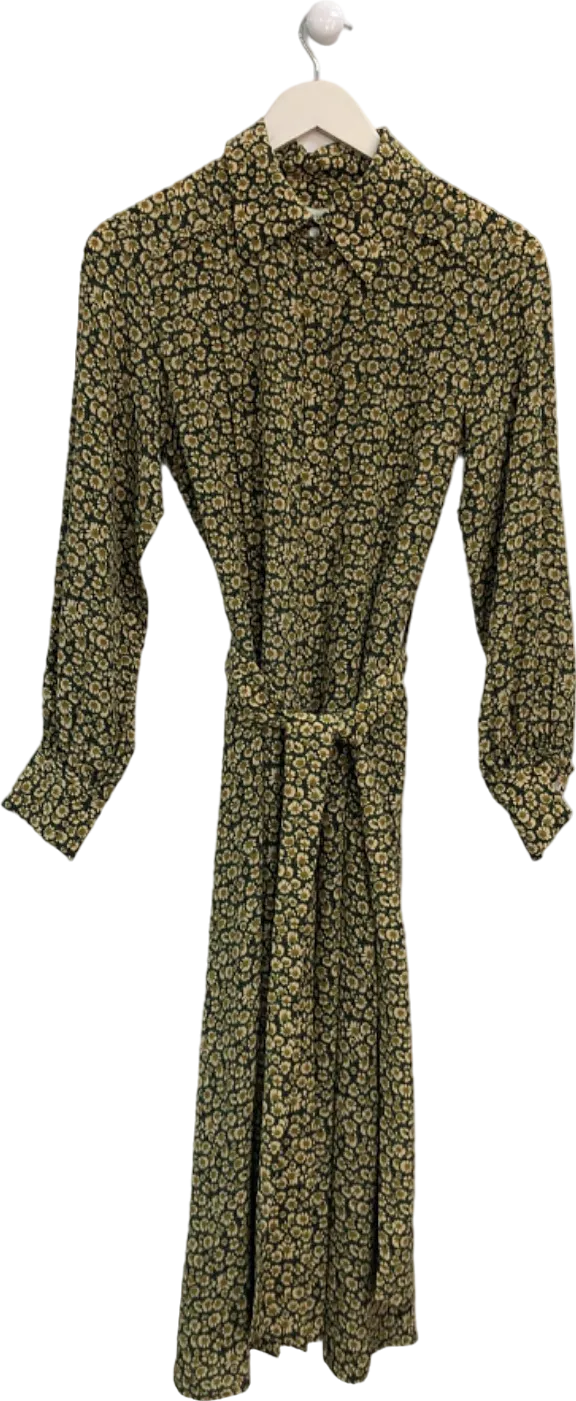 Really Wild Olive Green Floral Midi Dress UK 8