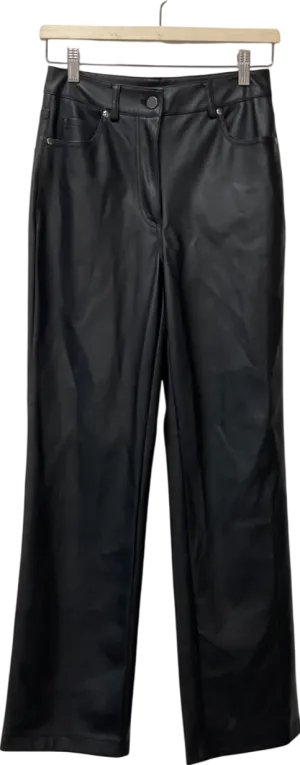 River Island Black Faux Leather Straight Leg Trousers UK 6