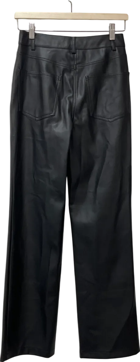 River Island Black Faux Leather Straight Leg Trousers UK 6