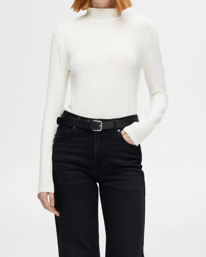SLFMANJA LS HIGH NECK | SNOW WHITE