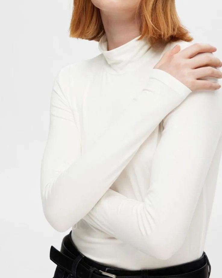 SLFMANJA LS HIGH NECK | SNOW WHITE