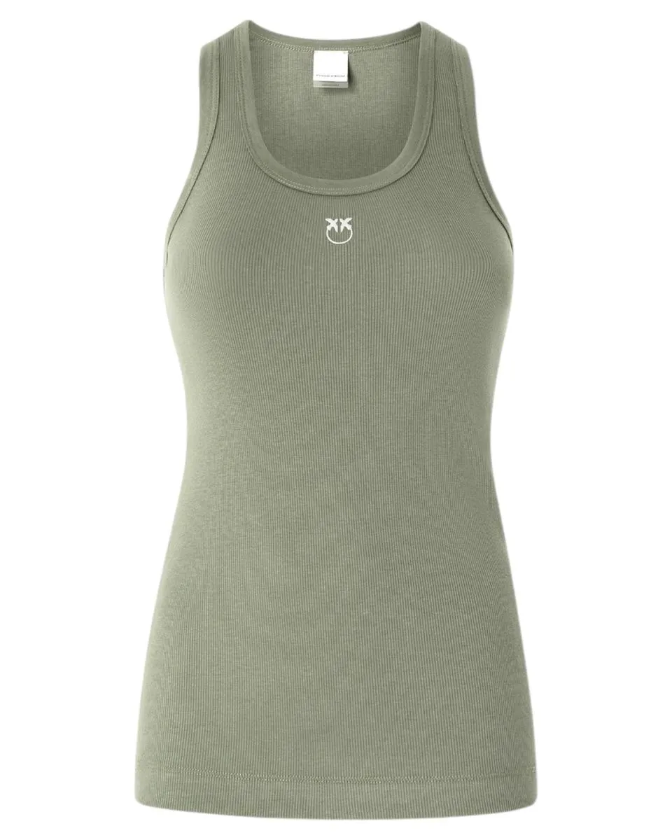 Top Canottiera a Costine con Logo Love Birds
