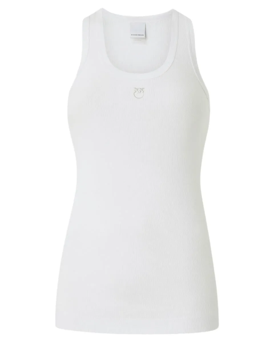 Top Canottiera a Costine con Logo Love Birds