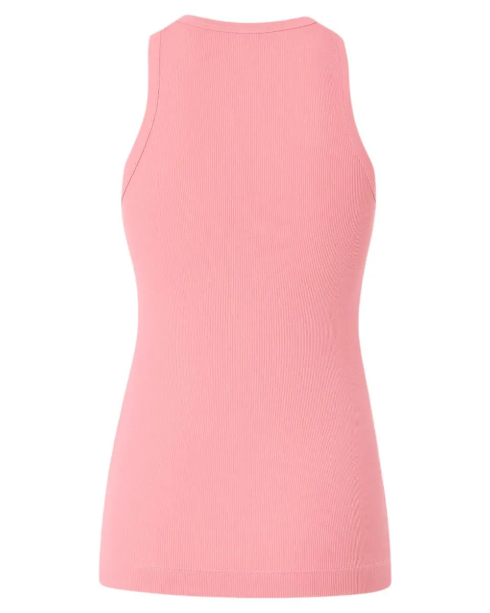 Top Canottiera a Costine con Logo Love Birds