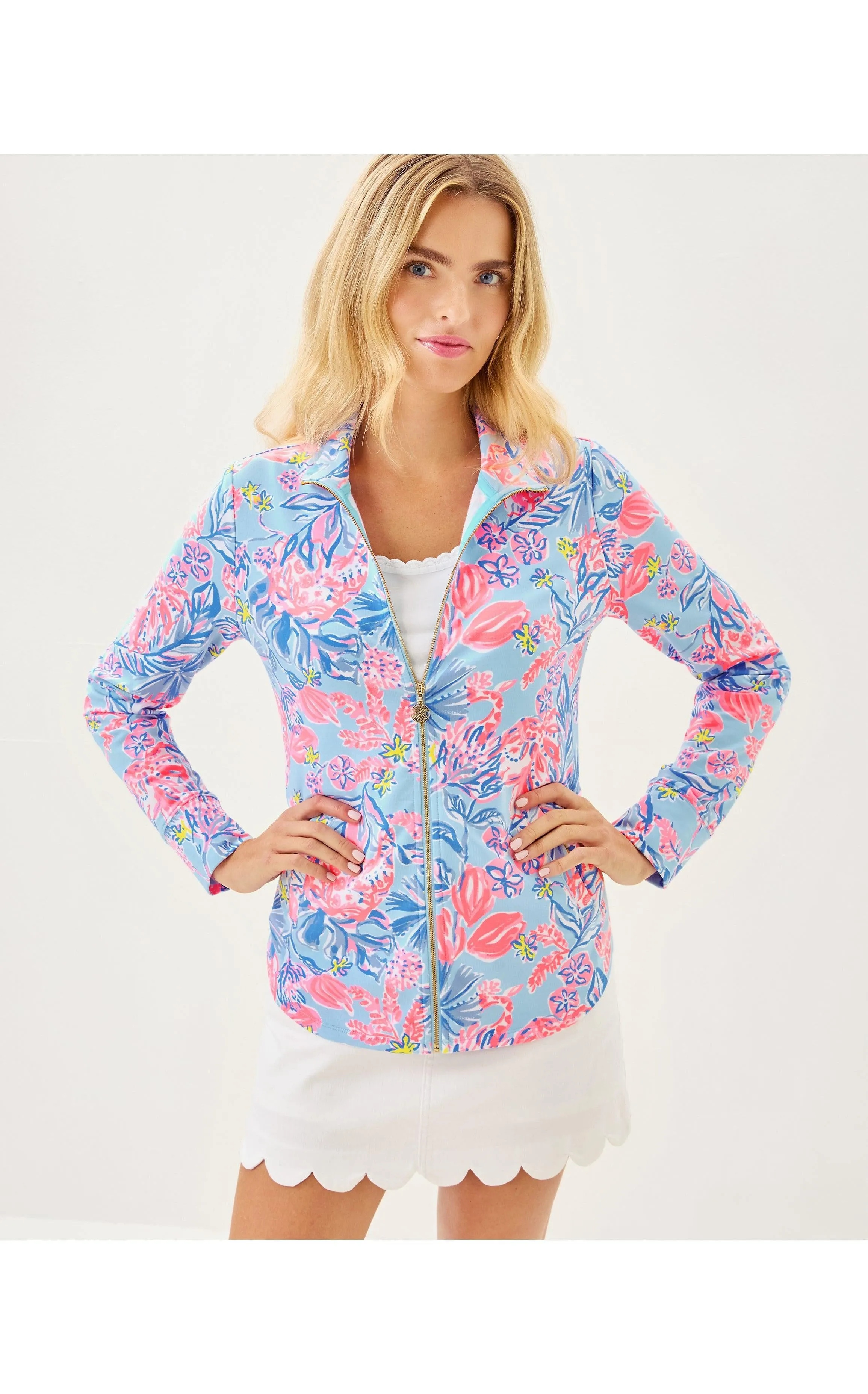 UPF 50  Leona Zip-Up Jacket Elephant Splash