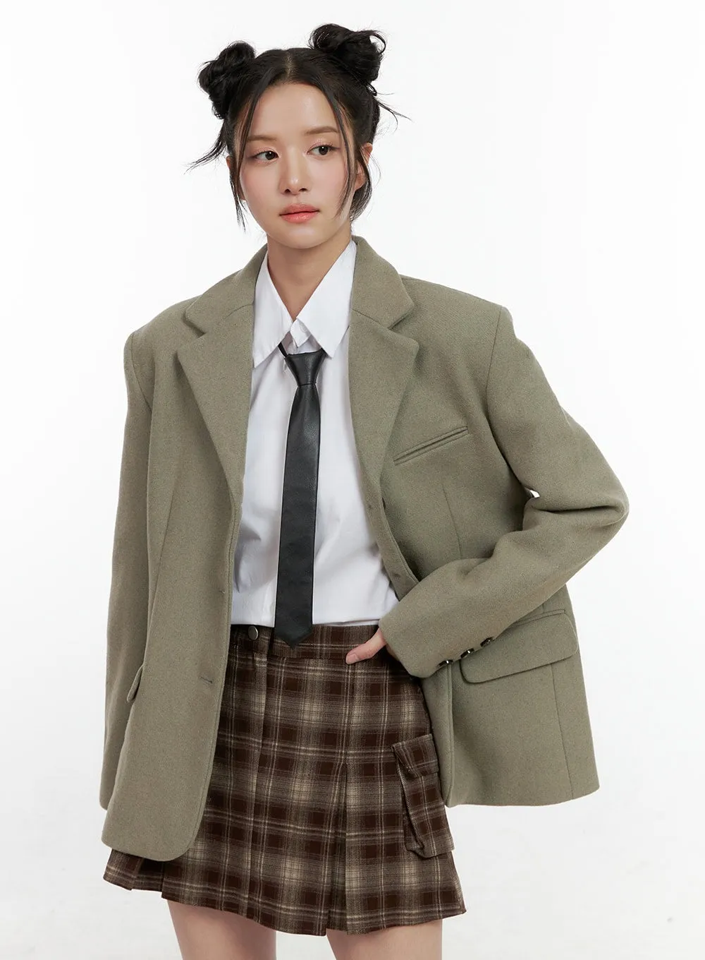 Wool Blend Oversized Blazer ON404
