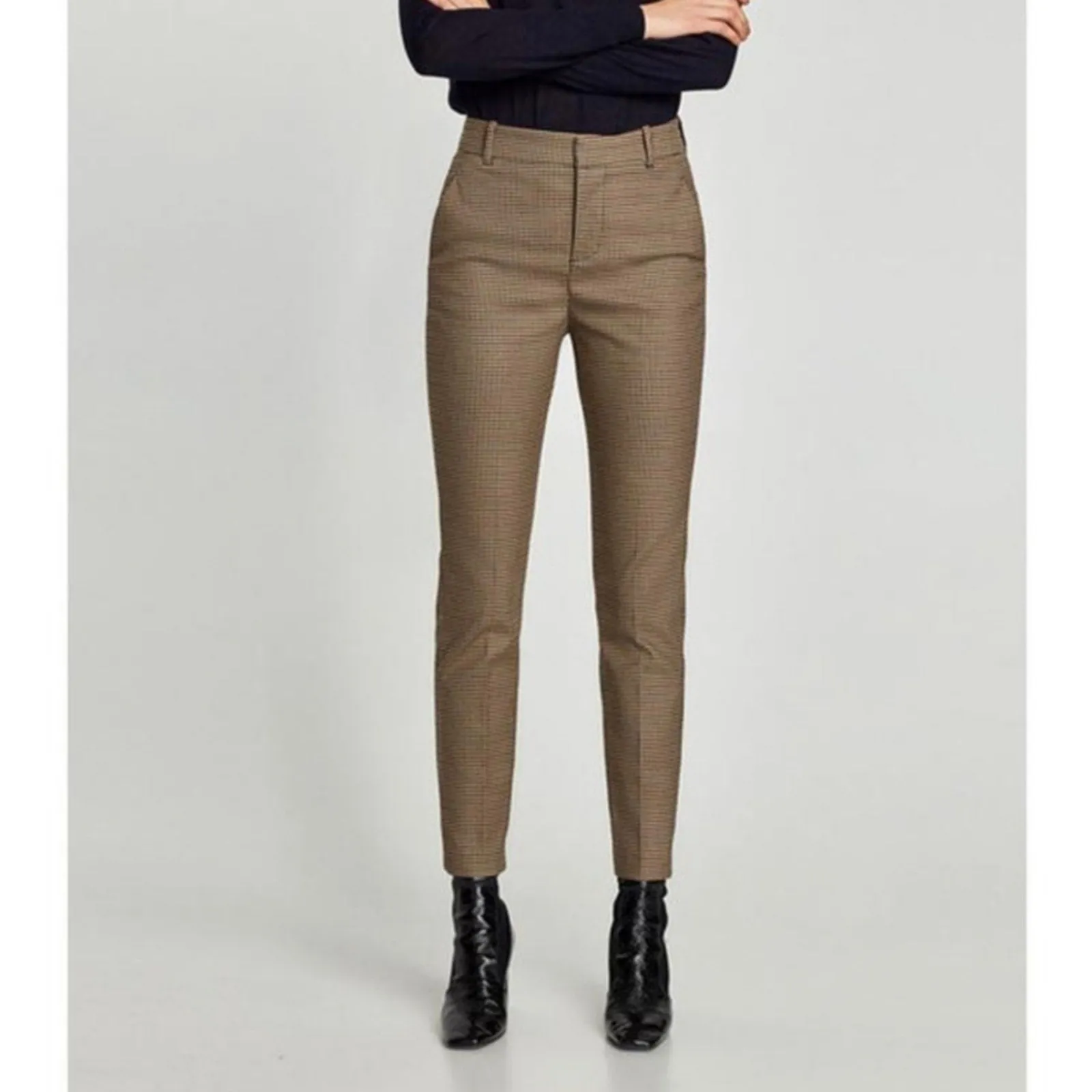 Zara Houndstooth High Waisted Trousers / 8